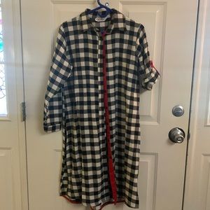Long-line plaid Duster